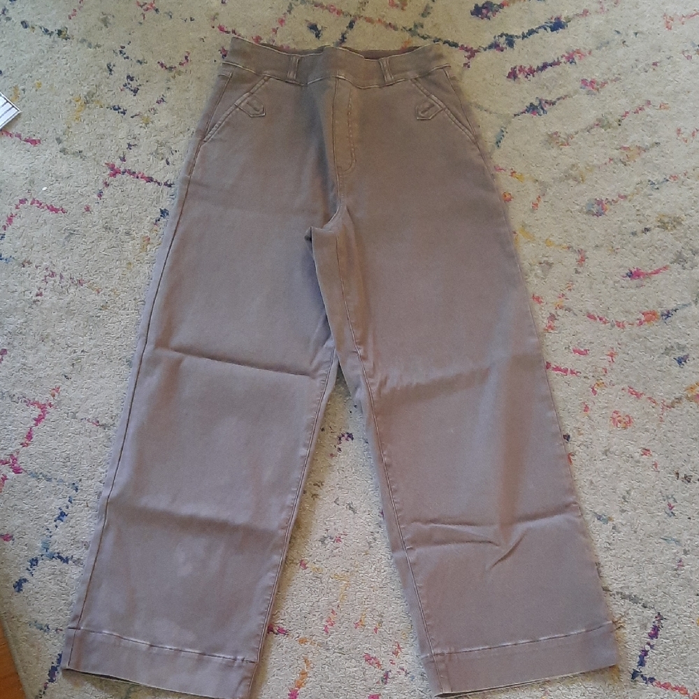 Spanx Stretch Twill Wide Leg Crop Pants Medium